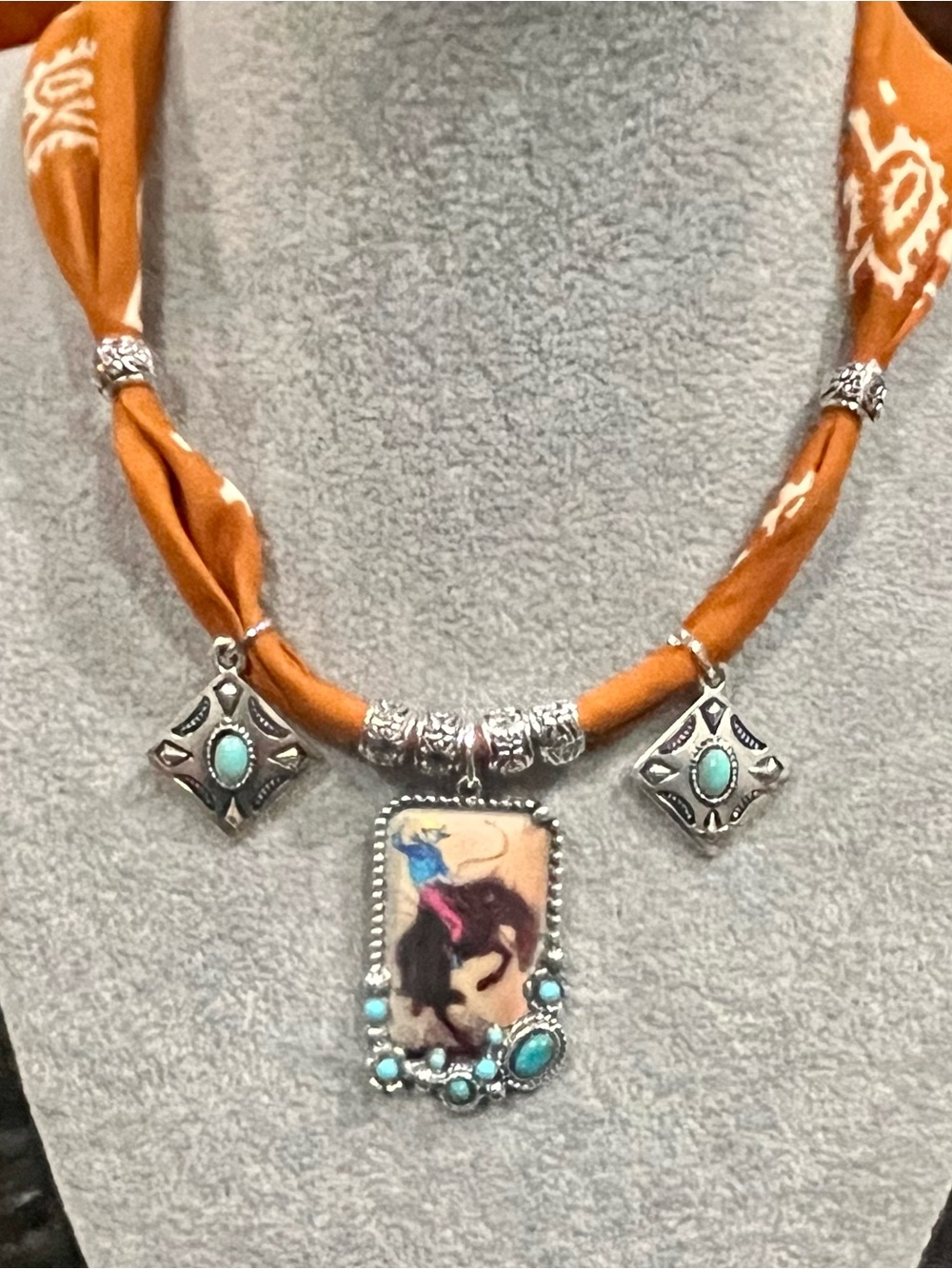 Southwestern Boho Bandana Choker in Terracotta, 25”